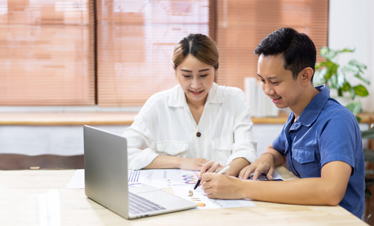 couple working on finances